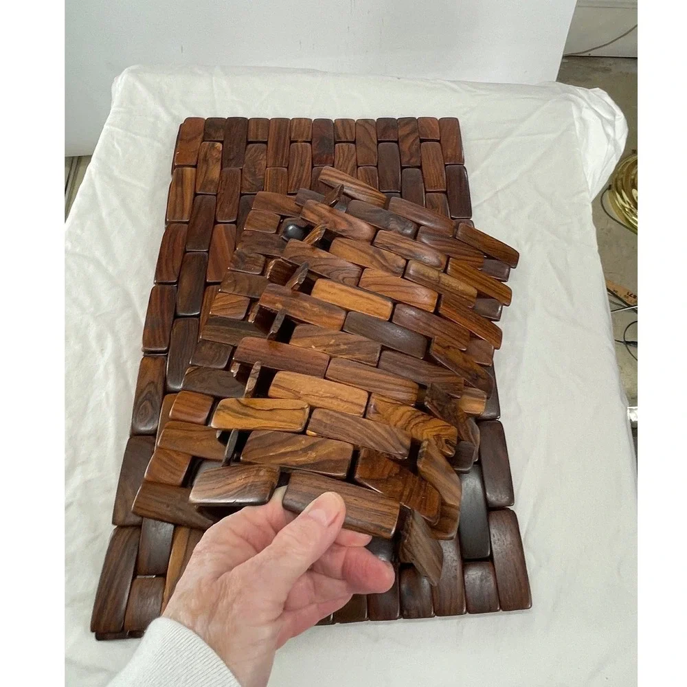 Costa Rica Rosewood Placemats 17.5x11 Wood Brick Brown Flexible Rustic Set of 4